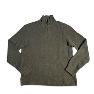 Polo Ralph Lauren Sweater Men's Size Small Green Solid 1/4 Zip Pullover Cotton